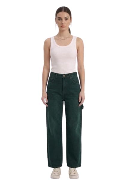 Women's Wide Leg Carpenter Jeans, High Waist, Casual Style-2002 Pants