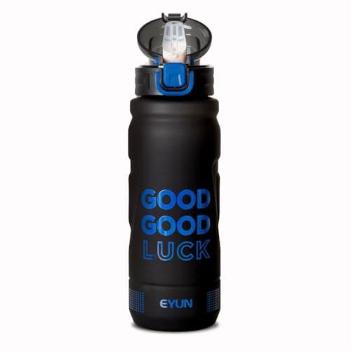 Good Luck Water Bottle, Plastic BPA-Free Handle Bottle, Straw, Flip Flop Cover Lid & Leak Proof, for Used for School, Office, Gym and Outdoor Sports(1000 Ml) (Blue)