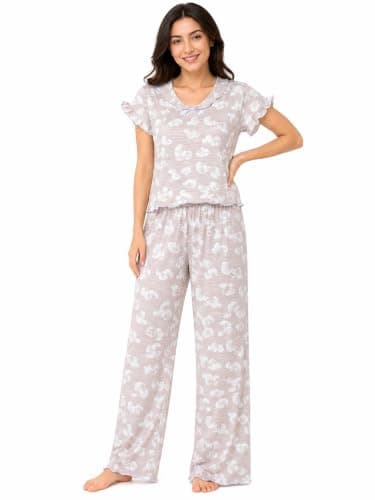Caesar Womens Women's Two-piece Pajama Set With A Collar On The Chest Outerwear