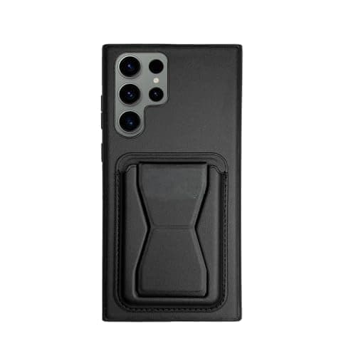 3M Store Leather Case Compatible for SAMSUNG S22 ULTRA Shockproof Leather Back Card Storage & case built-in Stand PU leather for a stylish look, comfortable grip (Black) Cellular phone case