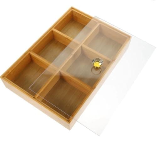 Generic Rectangular Snack Tray with Lid, 6 Compartments, .go