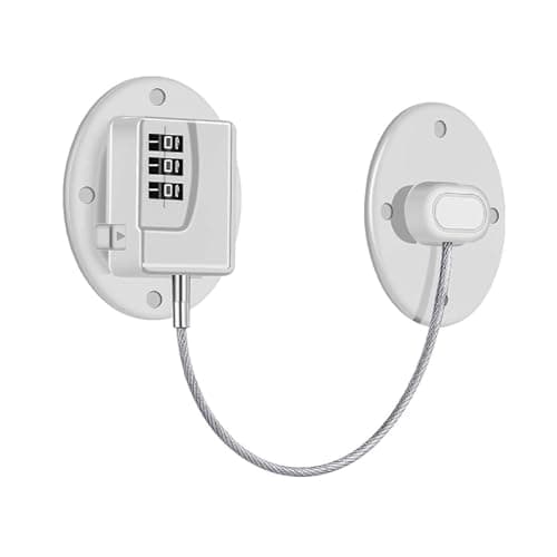 Keyless Digital Refrigerator Lock – Strong Adhesive Security Lock Prevents Fridge or Freezer Door Opening – 3 Digit Coded No Drilling – Easy to Install for Kitchen Cabinets, Drawers, Doors, Cabinets