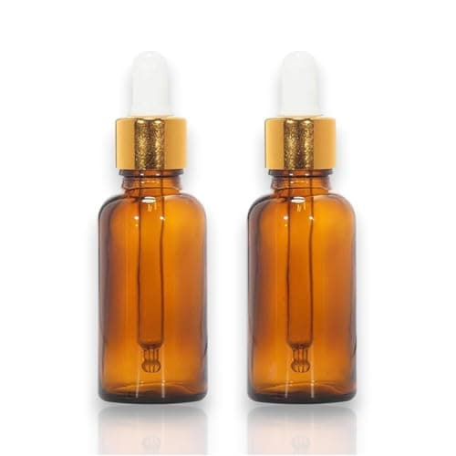 Set of 2 Round Amber Glass Bottle 30ml - Suitable for Perfume, Essential Oils, Cosmetics, Cosmetics.