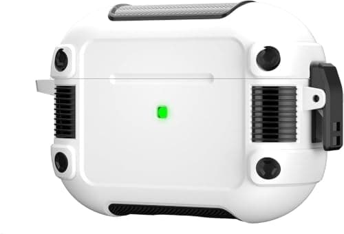Case for (Compatible with AirPods Pro 2), Side Safety Lock Full-Body Protective Case Cover with Keychain, Front LED Visible, Open Holes for Bottom Speakers (White)