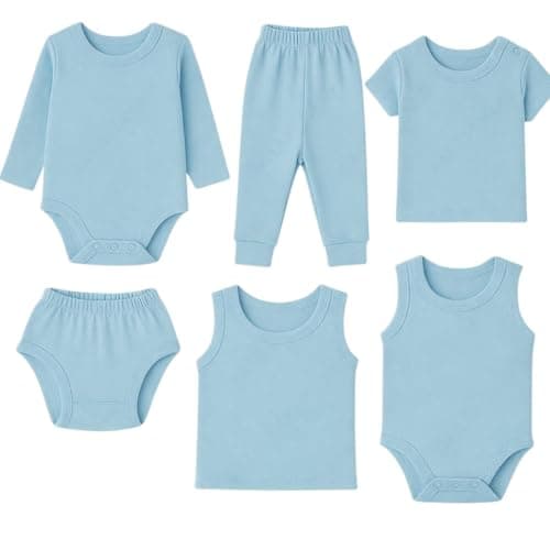 Miza Baby Underwear Set of 6, 100% Cotton, Includes T-shirt, Soulbit,Pants and Undershirt Wander, Infant 0-12 Months, Multicolor Coordinated outfit