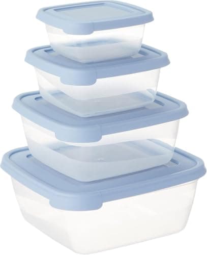 4Pcs Food Storage Container Set Microwave Freezer Safe Boxes 1L 1.5L 2.5L 4L