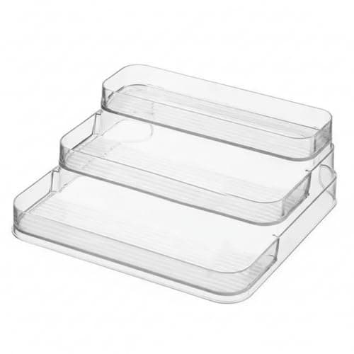 Generic Acrylic Multi-Purpose Organiser Stand, Clear, 3-Tier Storage for Makeup, Desk Supplies, Kitchen Tools, Spice Jars, 20x7 cm.