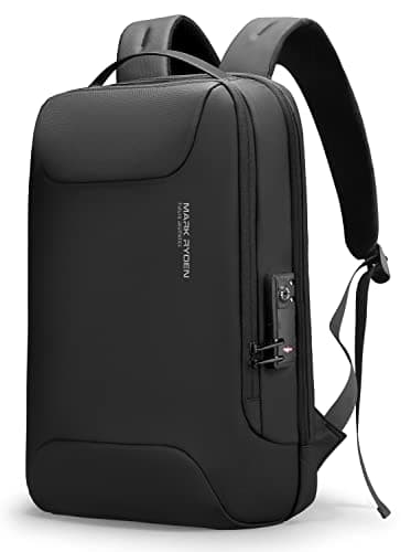 Muzee Mark Ryden Anti-Theft Laptop Backpack, 15.6 Inch Slim Backpack Work Men, Water-Repellent Backpack Black with 15.6 Inch Laptop Compartment, Good for Work, Travel, City Backpack