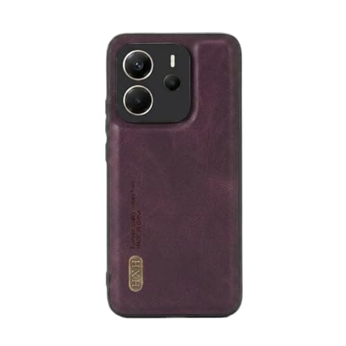 Leather Case For Luxury Faux Leather Protective Case For Stylish Compatible With (Redmi Note 14) Design Protection Anti Fingerprint Protection Case Made Of Classic Vintage Faux Leather (Wine Red) Cellular phone case