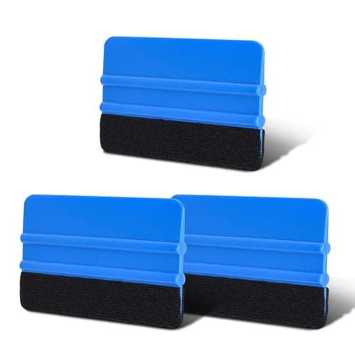 Lxsloet 3PCS 4 Inch Plastic Felt Edge Squeegee, Vinyl Squeegee, Car Vinyl Film Wrapping Decal Window Tint Work, Auto Accessories Flexible Water Silicone Window Squeegee for Car Or Home Use (Blue)