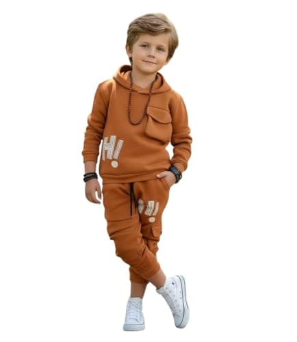 Miza Kids Tracksuit, Milton Cotton Hoodie and Pants, Sizes 4-10 Years, Available in Beige, Navy, Brown and Olive Track suit