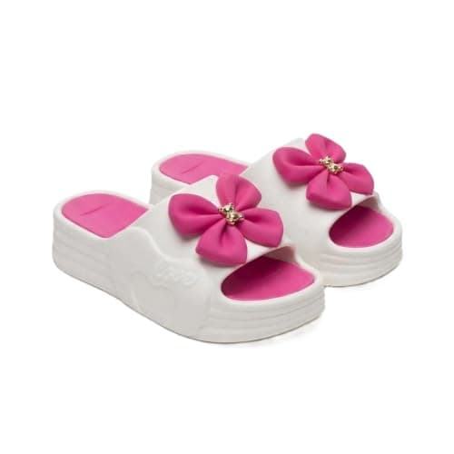 Project Z Women's Slippers with Elegant Bow Design and Gold Details – Lightweight and Comfortable Platform Open Slippers for Home, Outdoor, Summer and Daily Use, Multiple Colors, 38-41
