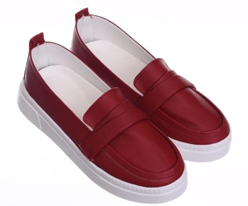B&W womens B&W-W076-Burgundy Sneaker Shoes