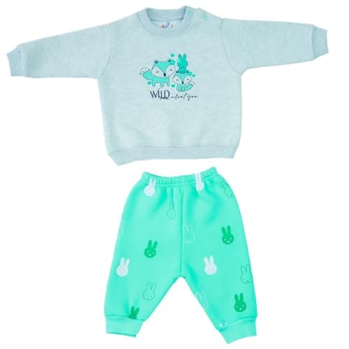 Jockey M M Girls Pajama Set Of 2 Pieces Long Sleeves Sweetshirt&Pants Printed Wild Pajama Set (pack of 1)