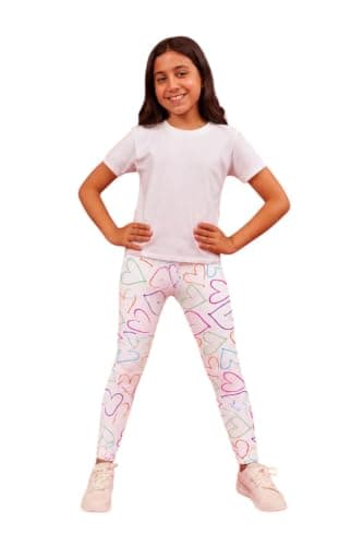 Miza Girls Printed Elastic Cotton Leggings - One Size 8-12 Years | Fruits, Butterflies, Flowers, Bows, Leopard Print | Suitable for School, Home & Sports Pants