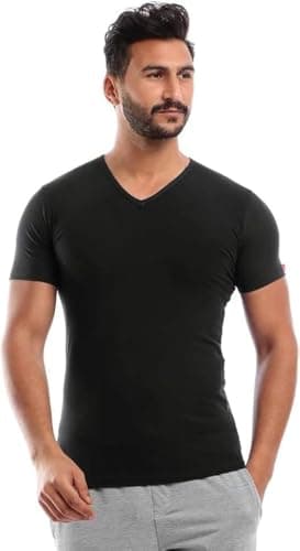 Cottonil Men V Neck Half Sleeve Undershirt Cotton Stretch Shirt