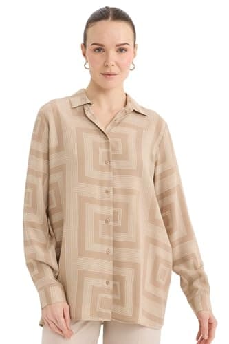 DeFacto Womens Traditional Loose Fit Shirt Neck Long Sleeve Woven Top Long Sleeve Tunic Tunic (pack of 1)