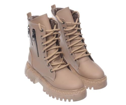 B&W womens B&W-W063-Beige Sneaker Boot
