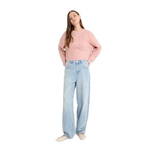 DeFacto Womens Regular Fit Crew Neck LONG SLEEVE Tricot Pullover T4518AZ Pullover (pack of 1) Sweater