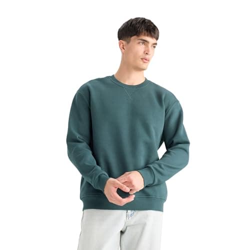 DeFacto Mens Casual Regular Fit Crew Neck Knitted Sweat Shirt T3777AZ Sweat Shirt (pack of 1) Sweatshirt