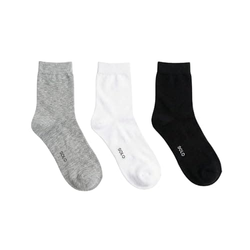 Solo Crew Socks, Pack of 3, Basic Plain Colors, Everyday Casual Style (Elon)