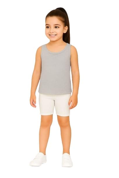 Ajyal Girl's Classic Tank Top, Sleeveless, Round Neck, Cotton Blend Shirt