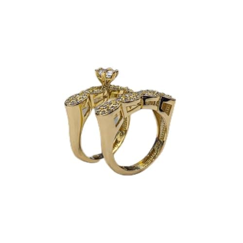 3 Diamonds 292474661779102 Wedding Twins For Women Gold Plated Ring