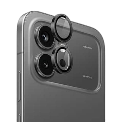 BESHYAKA Tempered Glass Camera Protection for Honor 600, Individual Metal Ring Lens Protection, 9H Hardness, Anti-Scratch, HD Clear, Easy install (Black) Screen protector