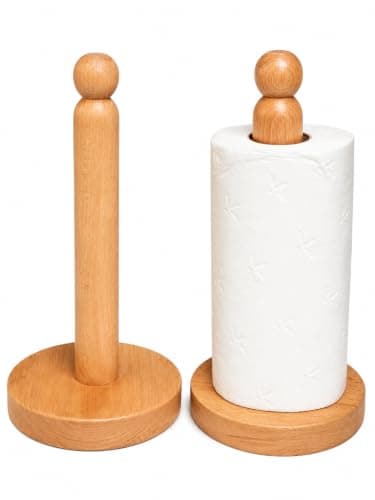 Wooden Tissue Roll Holder for Kitchen and Table with Stable Base | Natural Wood Color, Independent Vertical Design, Stable Round Base, Suitable for Kitchen, Solid Wood