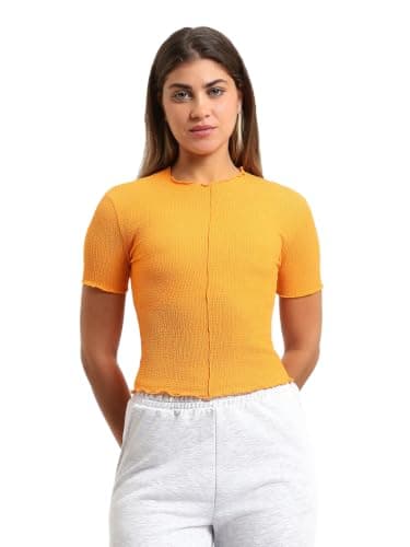 LC WAIKIKI Woman Crew Neck Textured Women's T-Shirt