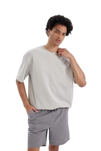 DeFacto Mens Oversize Fit Crew Neck Short Sleeve Young Knitted T-Shirt X3926AZ T-Shirt (pack of 1)