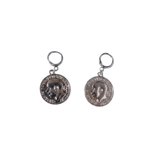 Silver Coin Earrings, Human Face Design, Fashion Accessory For Women-Mg_cg106