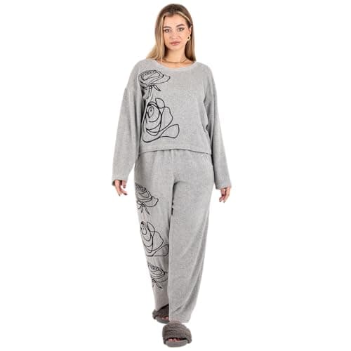 ZECOTEX Women’s Winter Velvet Embroidered Pajama Set | بيجامة نسائية شتوية قطيفة مطرزة أنيقة | Soft Warm Loungewear | Egyptian Made