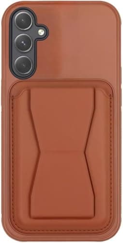 3M Store Leather Case Compatible for SAMSUNG A26/A17 Shockproof Leather Back Card Storage & case built-in Stand PU leather for a stylish look, comfortable grip (Brown) Cellular phone case