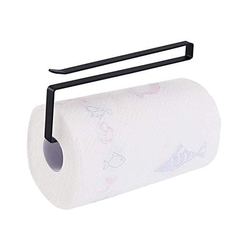 AOBOO Kitchen Paper Hanger Under Cabinet Towel Holder for Kitchen Bathroom Without Drilling - Hanging Rack (Black)