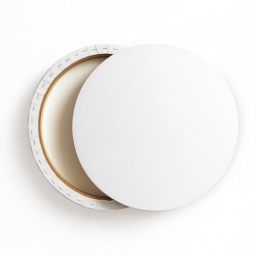 50cm Round Canvas for Painting: YOZAIUUI Wooden Stretched Canvas Board Frame 2cm Thick White Cotton Canvases Panels Ideal for Watercolor and Paints Acrylic DIY Art Projects Reinforced art surface