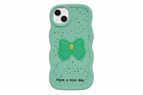 Compatible Case with iphone 14/15 Plus, [Drop Protection] 3D Bow Pattern Soft TPU Shockproof Phone Case Full Body Protection (Mint Green) Cellular phone case