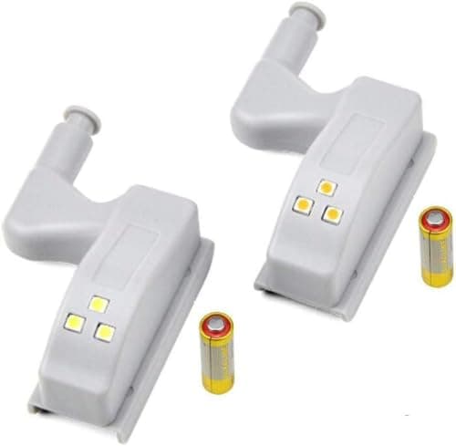 LED Cabinet and Drawer Sensor Lights 2 Piece Set Automatic Wardrobe Opening Internal Lighting Battery Operated Easy Installation White Furniture Lamps