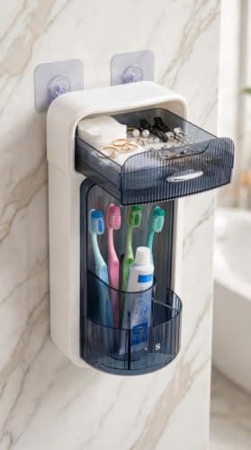 Generic Acrylic/plastic bathroom organizer, Dimensions: 27 x 14 cm, Comes with double-sided tape, .Am