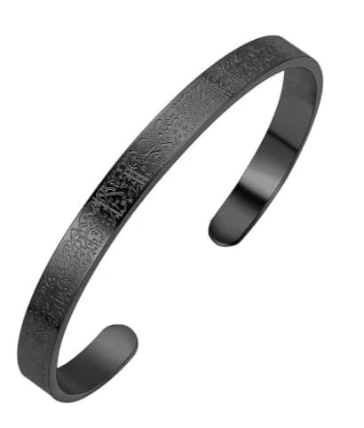 Ayatul Kursi Hand Bracelet – Black, Gold & Silver Bracelet | Unique Design for Daily Use and Occasions