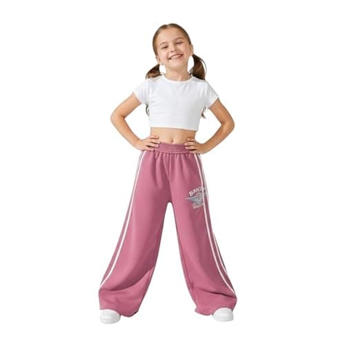 MEZA Girls Wide League Milton Elastic Side Print Elastic Waist Sweatpants Pants
