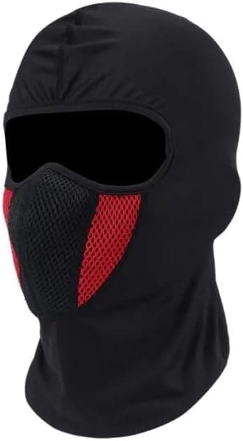 Face Mask for Men and Women, UV Protection Wind Protection Motorcycle Motorcycle Mask (1 Piece, Black Red Mesh Filter) Safety mask