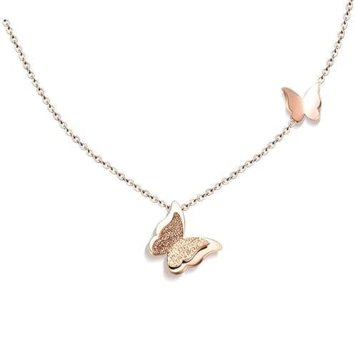 Rose Gold Plated Valentine's Butterfly Choke Chain Necklace for Women Girl