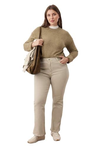 Trendyol Womens Beige High Waist Comfort Spanish Leg Flare Fit Jeans Tbbaw23Je00001 Plus Size Jeans (pack of 1) Pants