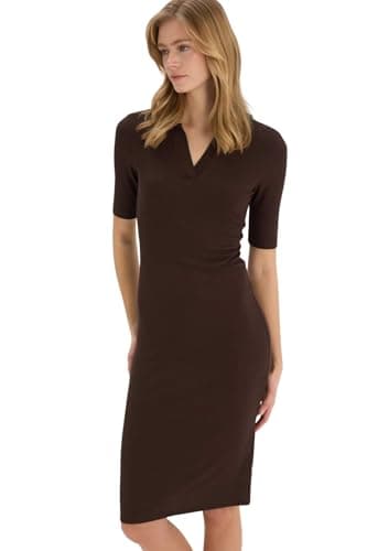 DeFacto womens Casual Bodycon Dress Polo Neck Short Sleeve Dress & Skirt Short Sleeve Knitted Dress Short (pack of 1)