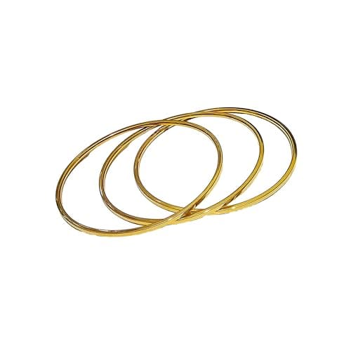 Julia Store 18k Gold Plated Stainless Steel Delicate Simple Glossy Love Friendship Bangles Bracelets Set For Women Girl Gifts For Women Girls Set Of 3