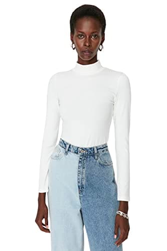 Trendyol Women Turtleneck Snap Knitted Bodysuit TWOAW21BD0008 body Shirt