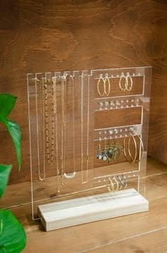 Acrylic Jewelry Organizer Stand with Mini Hangers for Earrings Accessories Jewelry storage
