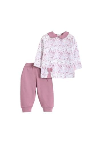 Junior Baby Girls 2-Piece Autumn Outfit Set – Long Sleeve Printed T-Shirt & Soft Pants, Cotton Blend Infant Clothing Set, Multicolor, 09 Coordinated outfit