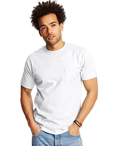 Hanes Men's Heavyweight Pocket T-Shirt, Beefy-T Full-Cut Cotton Pocket Tee for Men, Crewneck T-Shirt For Men, 1 or 2 Pack